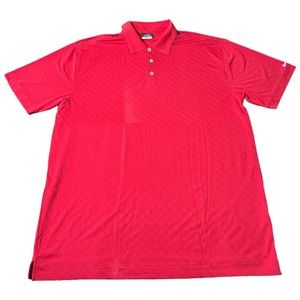 Nike Golf Dri Fit Red Athletic Polo Collard Shirt Embroidered Logo Mens Size XL